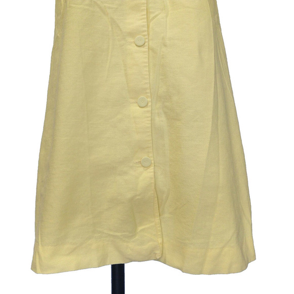 Vintage 60s Yellow Shift Dress Size S Page Boy Sleeveless Smock Pockets Buttons - Picture 11 of 13
